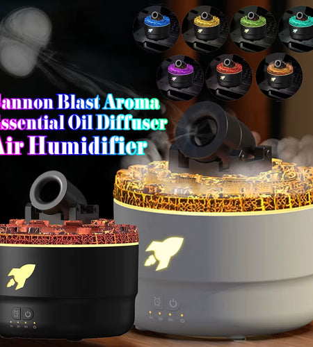 Volcanic Crack Light Cannons Humidifier Essential Oil Diffuser with Timer Cannon Blast Aroma Humidifier Aromatherapy Diffuser