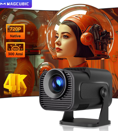 HY320 Mini Newly Native 720P Android 11 4K Projector 300ANSI Wifi6 BT5.0 Cinema Outdoor Portable 180° Rotable Projector