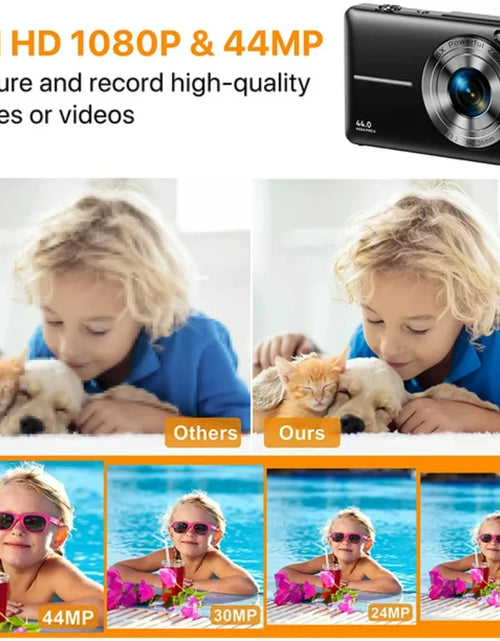 Load image into Gallery viewer, 1080P Digital Camera 44MP 16X Digital Zoom Compact Point and Shoot Camera Portable Small Camera Starter Camera for Teens Students Boys Girls Seniors
