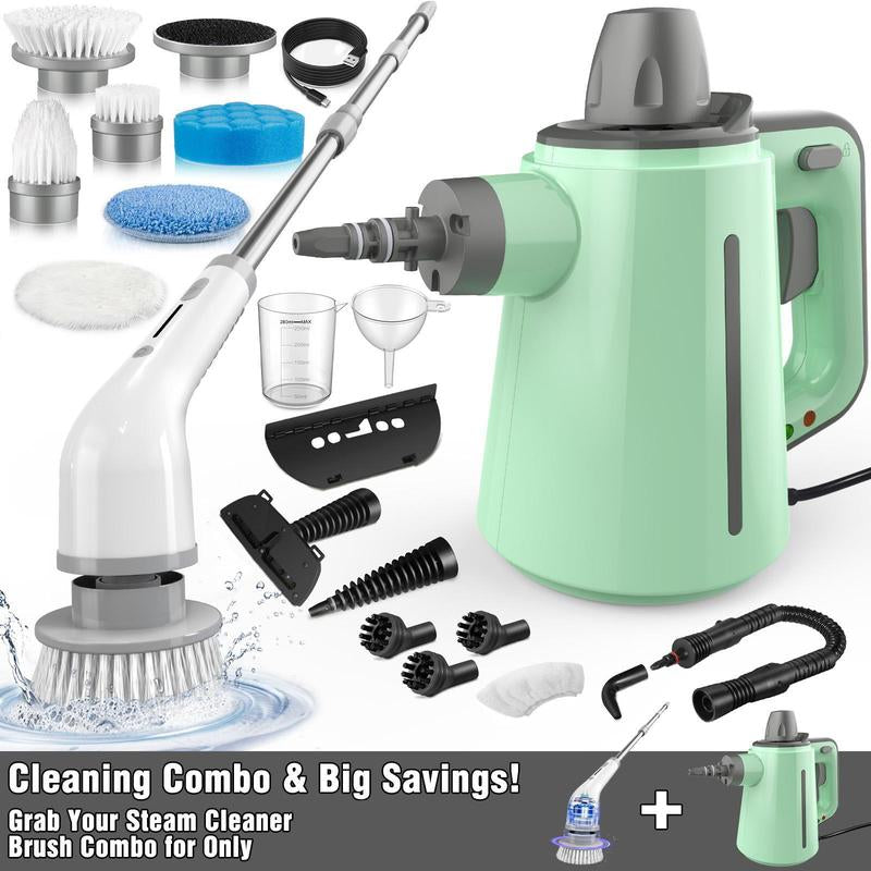 Pressurized Handheld Steam Cleaner & Rechargeable Spin Scrubber