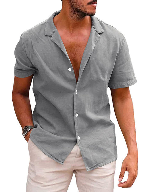 Load image into Gallery viewer, Men&#39;S Tops Casual Button down Shirt Short Sleeve Beach Shirt Summer Mens Clothing
