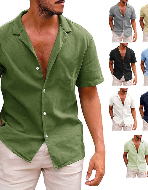 Load image into Gallery viewer, Men&#39;S Tops Casual Button down Shirt Short Sleeve Beach Shirt Summer Mens Clothing

