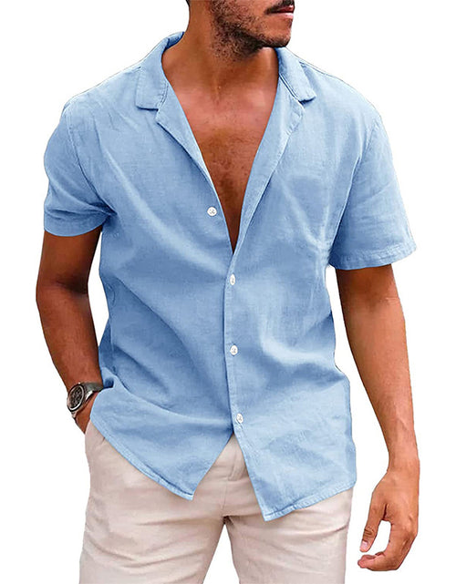 Load image into Gallery viewer, Men&#39;S Tops Casual Button down Shirt Short Sleeve Beach Shirt Summer Mens Clothing

