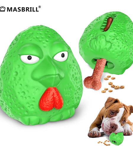 Rubber Dog Chew Toys,Treat Food Dispensing Dog Toys for Teeth Cleaning, Puzzle Interactive Dog Toys for Small Medium Large Dogs Green