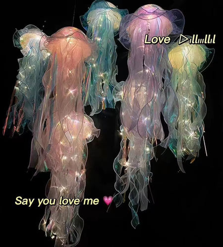Jellyfish Lamp Jellyfish Atmosphere Night Light Button Battery Hanging Ceiling Lantern Creative Jellyfish Lantern Photo Props