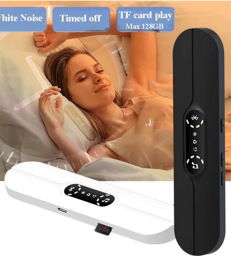 Under Pillow Bone Conduction Bluetooth Speaker White Noise Sleep Aid Soundbar with LED Display TF Card Slot Support Timed Off