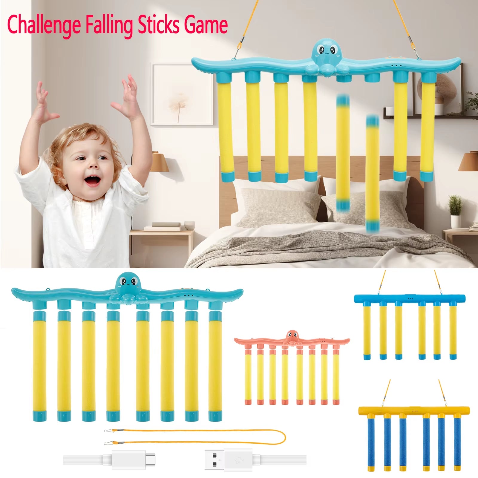 Challenge Falling Sticks Game Kids Stick Catching Toy Training Reaction Hand Eye Educational Parent-Child Interactive Toy Sports